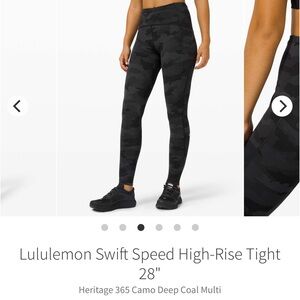 NWT NEW Lululemon Swift Speed High-Rise Tight
28" 
Heritage 365 Camo Deep Coal